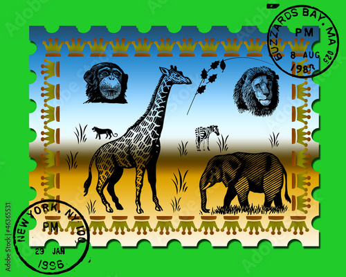 Timbre Poste Afrique Animaux De La Savane Buy This Stock