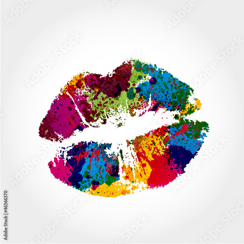 Fototapeta na wymiar Sexy colorful lipstick kiss