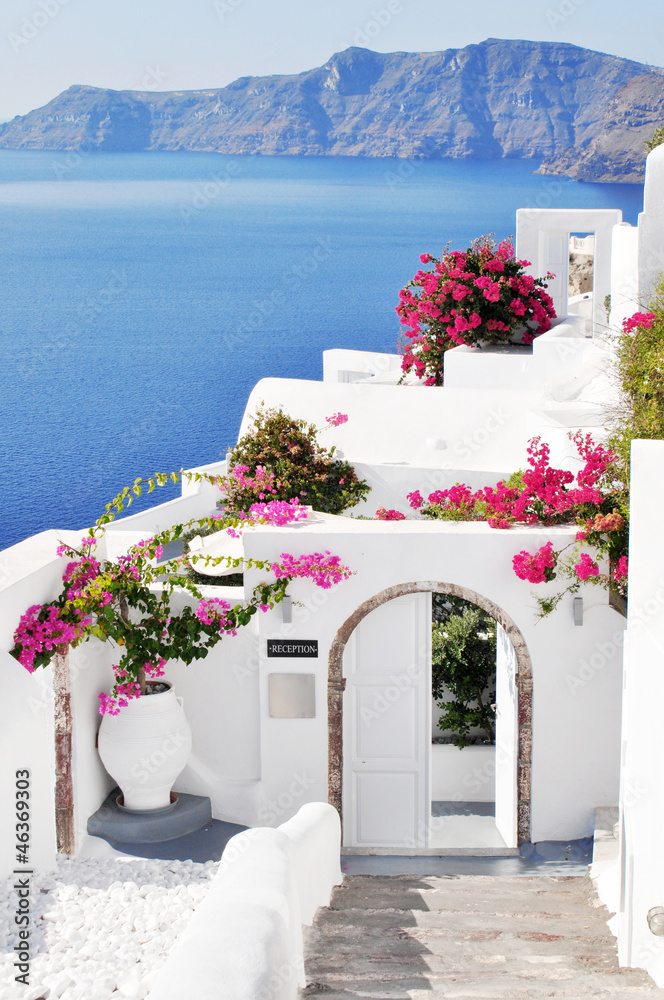 Oia village at Santorini island, Greece - obrazy, fototapety, plakaty 