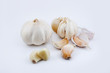 Garlic bulb and cloves isolated on white with clipping path