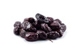 Thassos Throuba olives on white background with clipping path