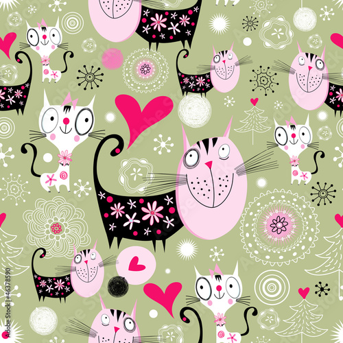 Naklejka dekoracyjna texture with lovers cats