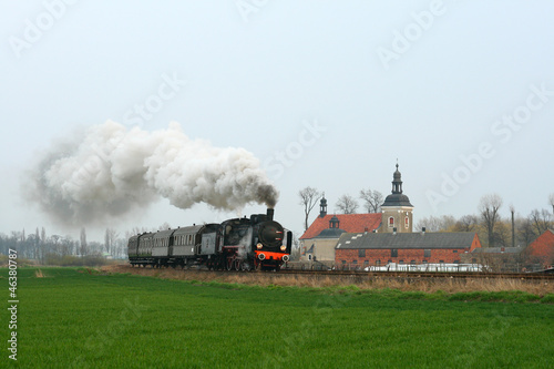 Naklejka - mata magnetyczna na lodówkę Old retro steam train