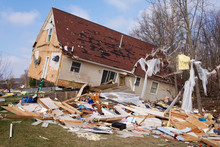 Tornado Damage In Lapeer, Michigan.