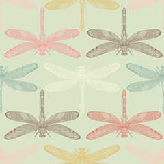 Sticker - Dragonflies seamless pattern