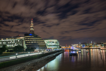 Sticker - London Cityscape, including City Hall and River Thames at Night,