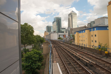 Canvas Print - Office Buildings and Skyscrapers in Canary Wharf, financial dist