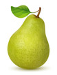 Big green pear with leaf