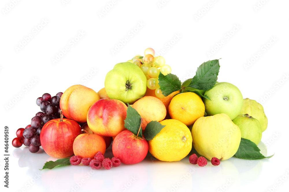 Assortment of exotic fruits isolated on white