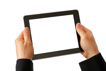 digital tablet in hands