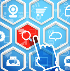 Poster - Polygonal frames with media icons. Make selection