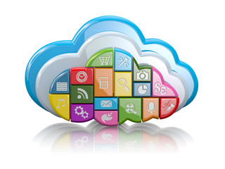 Aufkleber - Cloud computing. Application icons. 3d