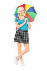 Poster - Female student holding an umbrella