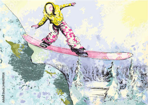 Fototapeta na wymiar snowboarder - hand drawing