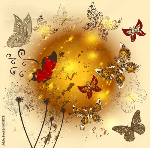 kreatywnie-kwiatu-blyszczacy-tlo-z-motylami