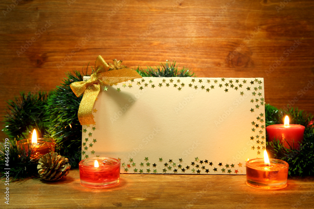 beautiful Christmas composition with empty postcard