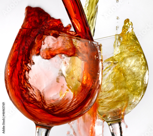 Obraz w ramie calici di vino bianco e rosso