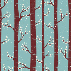 Poster - Winter Forest Seamless Pattern