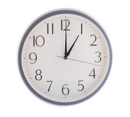 isolated white clock at 1