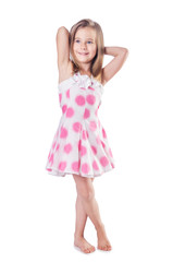cute little girl isolated on the white