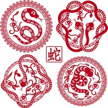 Set Of Chinese Styled Snakes As Symbol Of Year Of 2013