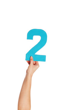 hand holding up the number two from the bottom;