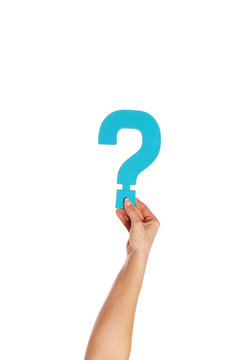 hand holding up a question mark from the bottom