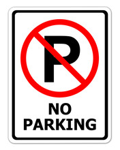 No Parking Sign On White