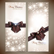 Collection of gift cards and invitations with ribbons. Vector ba