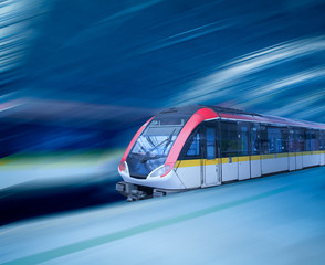 Canvas Print - A moving subway car