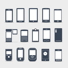 Poster - Modern mobile gadgets silhouettes