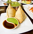 indian samosa shot in restaurant