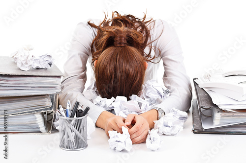 Fotomural business woman with ringbinders