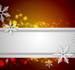 Wall Mural - Beautiful snowflake Christmas background with ribbon and copyspa