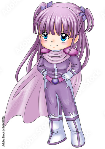 Fototapeta na wymiar Chibi style illustration of a super-heroine