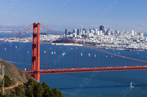 Naklejka dekoracyjna San Francisco Panorama w the Golden Gate bridge