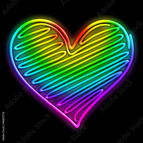 Love Heart Psychedelic Neon Light-Cuore Amore Luce Arcobaleno