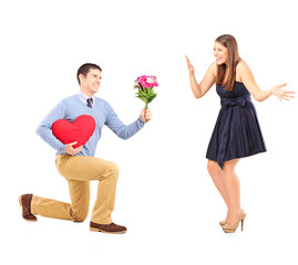 Sticker - Male on knee giving a bouquet of flowers to his girlfriend