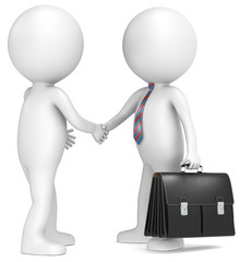 Wall Mural - 3D little human character shaking hand with Businessman