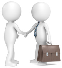 Wall Mural - 3D little human character shaking hand with Businessman
