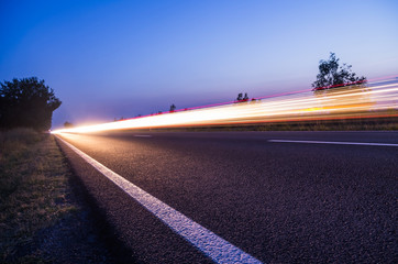 light streaks on road