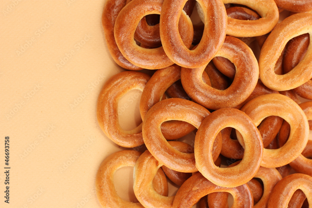 tasty bagels, on beige background