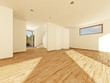 Einfamilienhaus Leerstand Wohnzimmer Treppe Küche 3D