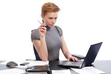 Young woman busy by working