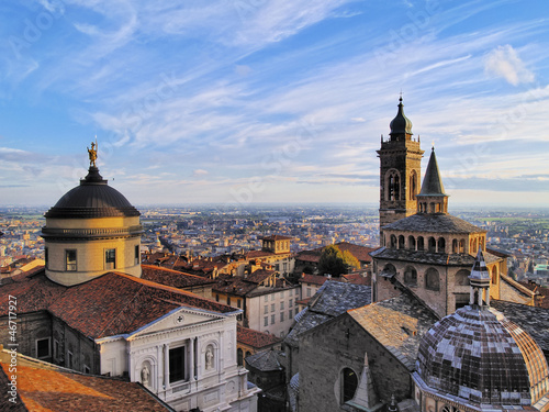 Fotomural Bergamo, view from city hall tower, Lombardy, Italy
