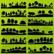 Forest trees silhouettes landscape background vector