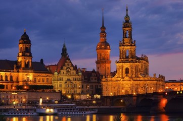 Poster - Dresden Hofkirche Nacht - Dresden Catholic Court Church night 08