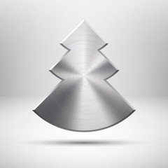 Canvas Print - tecnology christmas tree icon with metal texture