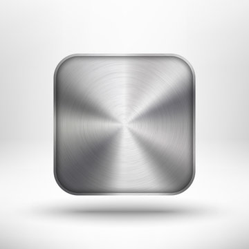 Technology app icon with metal texture for interfaces