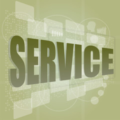 Poster - words service on digital screen, business concept